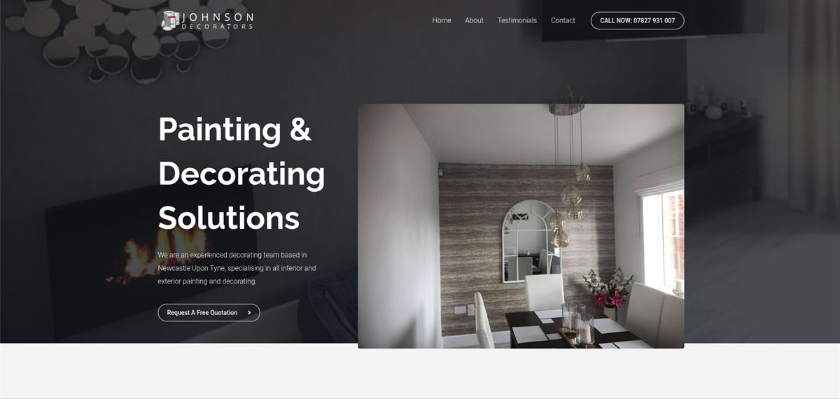 Johnson Decorators website homepage for the Newcastle upon Tyne painting and decorating business